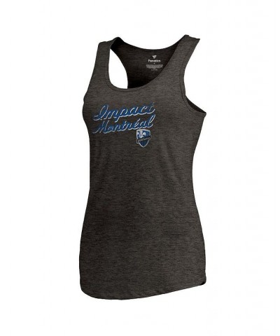 Women's Branded Heathered Black Montreal Impact Rising Script Tri-Blend Tank Top Black $21.59 Tops