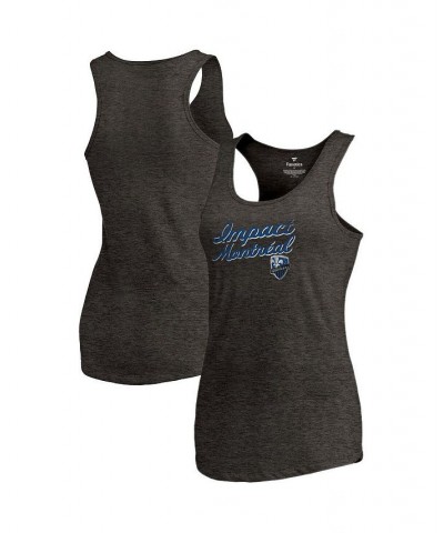 Women's Branded Heathered Black Montreal Impact Rising Script Tri-Blend Tank Top Black $21.59 Tops