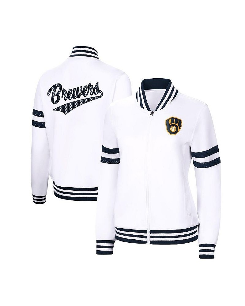 Women's White Milwaukee Brewers Pre-Game Full-Zip Track Jacket White $37.40 Jackets