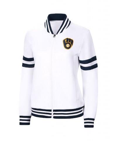 Women's White Milwaukee Brewers Pre-Game Full-Zip Track Jacket White $37.40 Jackets