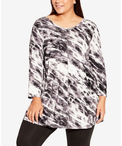 Plus Size Relax Back Tunic Mono Paint $32.43 Tops