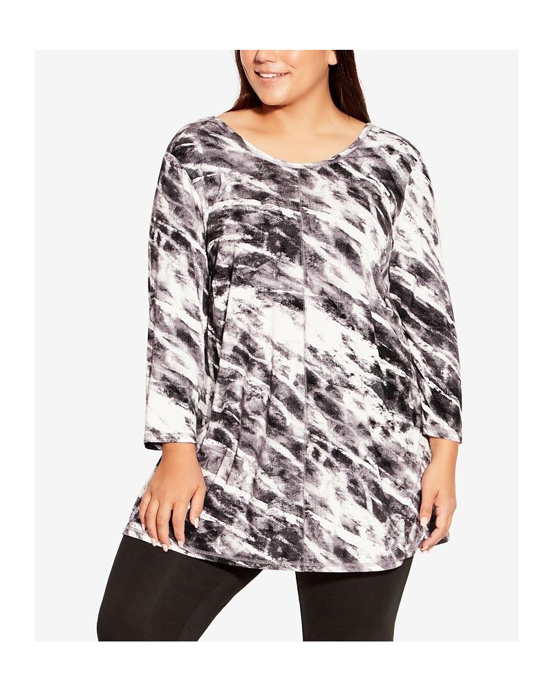 Plus Size Relax Back Tunic Mono Paint $32.43 Tops