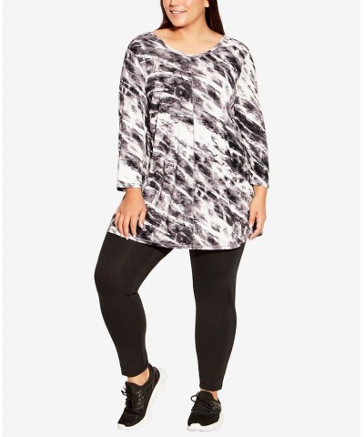 Plus Size Relax Back Tunic Mono Paint $32.43 Tops