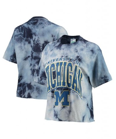 Women's '47 White Navy Michigan Wolverines Vintage-Like Tubular Tie-Dye Crop T-shirt White, Navy $29.99 Tops