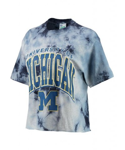 Women's '47 White Navy Michigan Wolverines Vintage-Like Tubular Tie-Dye Crop T-shirt White, Navy $29.99 Tops