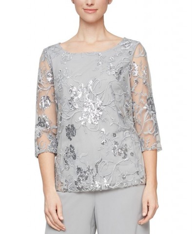 Petite Sequined Embroidered Tunic Dove $49.29 Tops