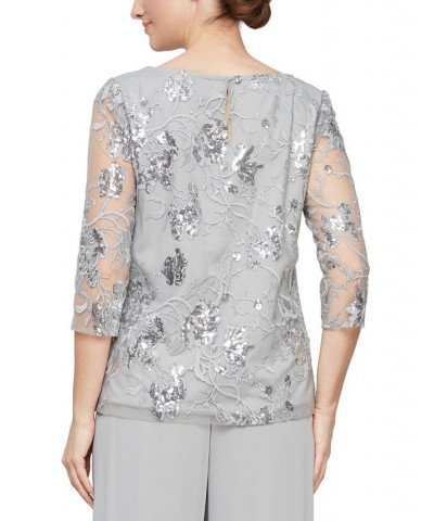 Petite Sequined Embroidered Tunic Dove $49.29 Tops