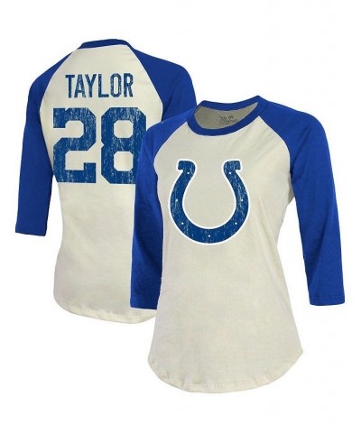 Women's Indianapolis Colts Player Name and Number Raglan 3/4-Sleeve T-shirt Cream, Royal $34.79 Tops