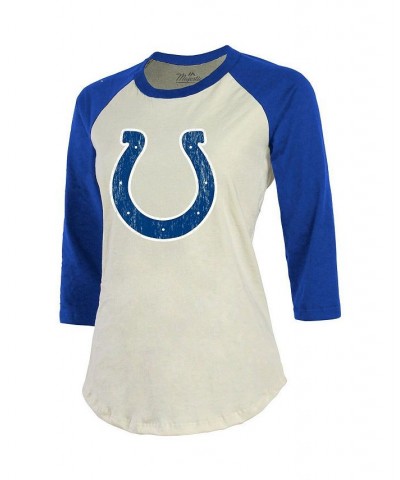 Women's Indianapolis Colts Player Name and Number Raglan 3/4-Sleeve T-shirt Cream, Royal $34.79 Tops