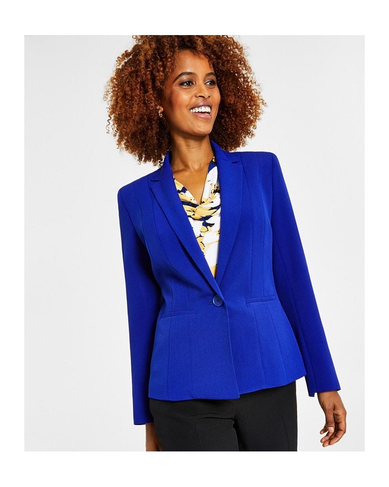 Crepe One-Button Blazer Royal Blue $32.70 Jackets