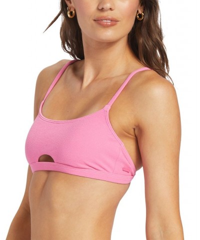 Juniors' Hawaiian Heat Printed Bralette Bikini Top Pink $30.72 Swimsuits