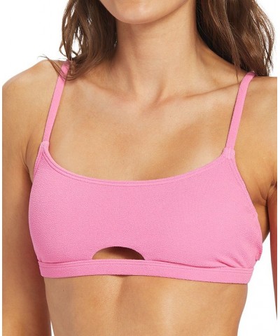 Juniors' Hawaiian Heat Printed Bralette Bikini Top Pink $30.72 Swimsuits