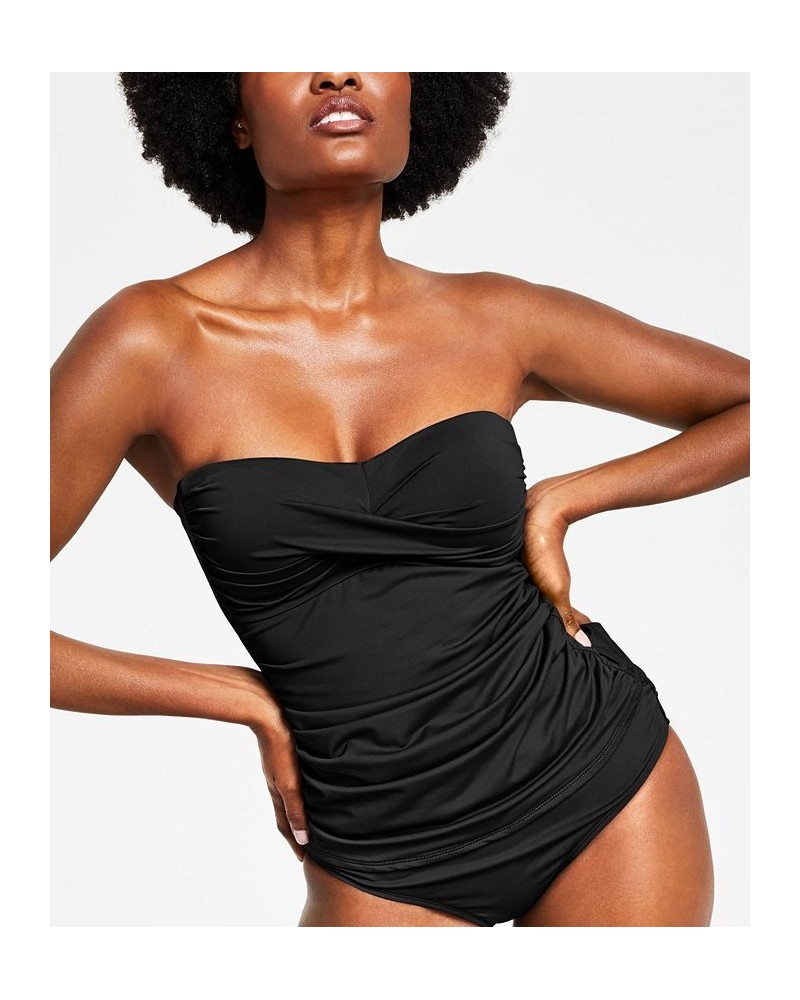 Twist Front Tankini Top & Side-Tie Bottoms Black $31.50 Swimsuits