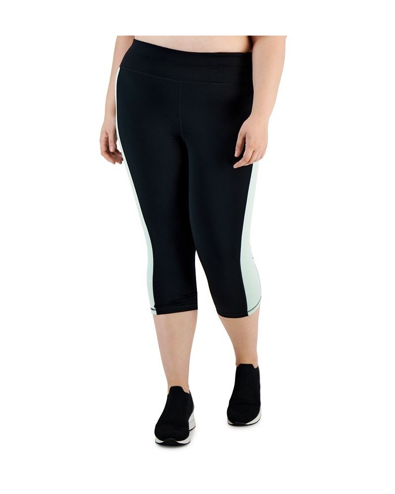 Plus Size Colorblocked Capri Leggings Noir Purple Cos $10.99 Pants