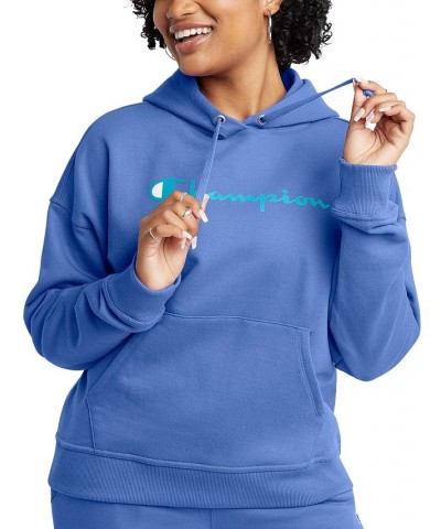 Women's Relaxed Logo Fleece Sweatshirt Hoodie Blue $24.60 Sweatshirts