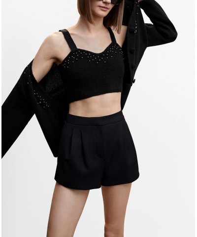 Women's Knitted Cropped Top Black $26.40 Tops