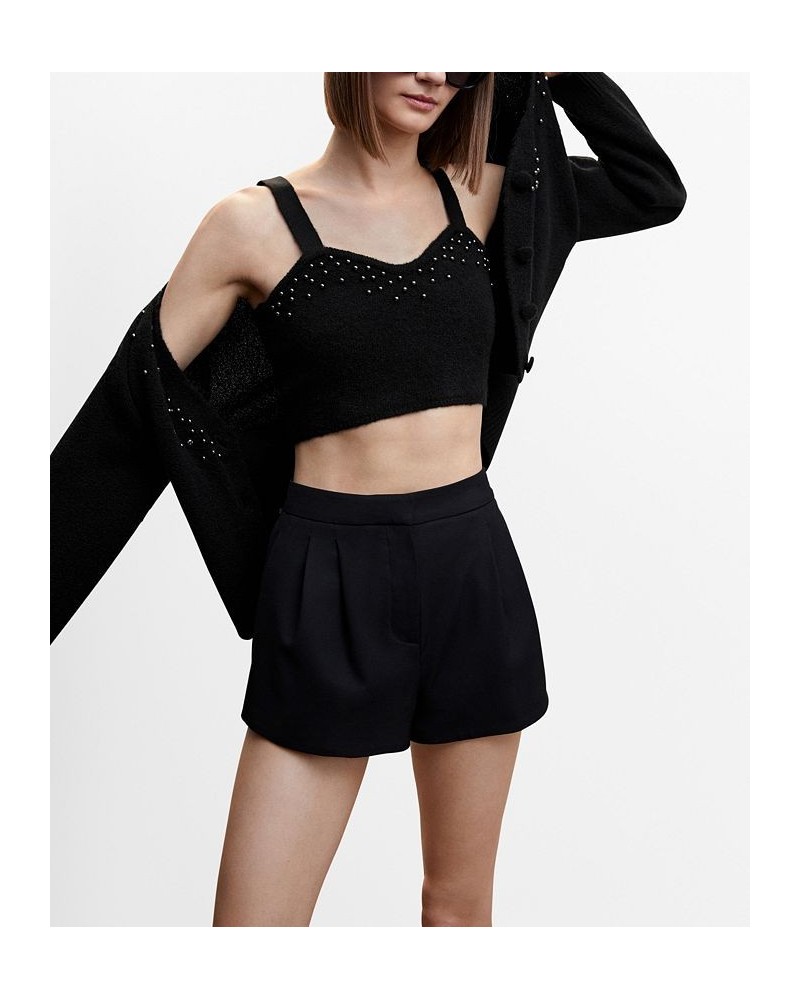 Women's Knitted Cropped Top Black $26.40 Tops