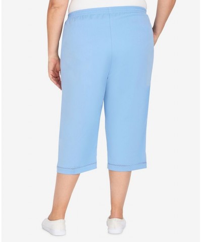 Plus Size Sweet Cut Out Capri Pants Blue $27.31 Pants