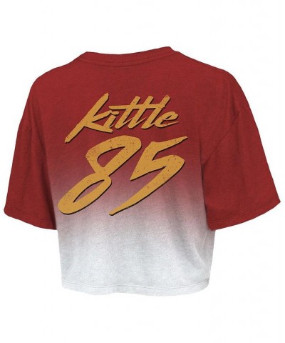 Women's San Francisco 49ers Drip-Dye Player Name and Number Tri-Blend Crop T-shirt Scarlet, White $35.74 Tops