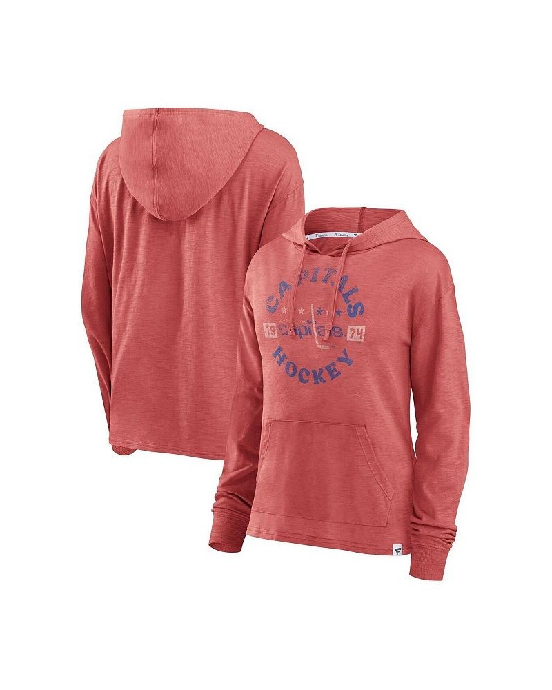 Women's Branded Red Washington Capitals Heritage Salvation Waffle Pullover Hoodie Red $23.52 Sweatshirts