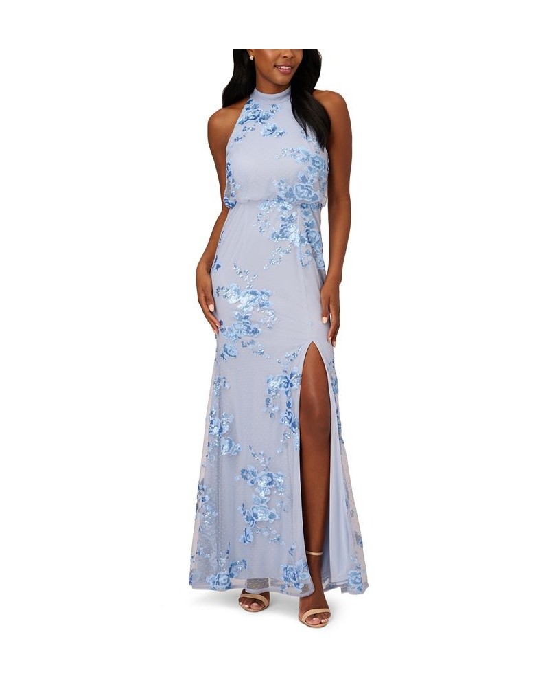 Women's Sleeveless Sequin Mesh Gown Elegant Sky $89.59 Dresses