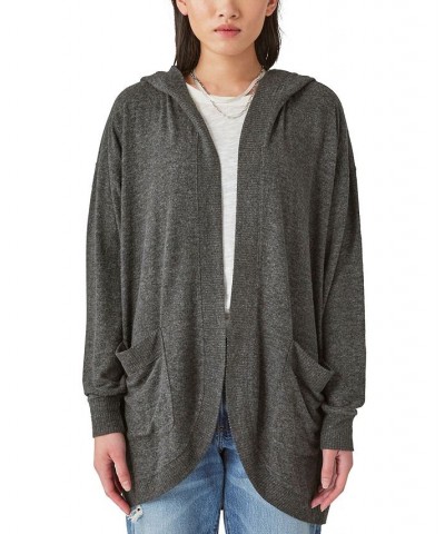 Open Front Cloud Jersey Hooded Cardigan Charcoal Heather $42.96 Tops