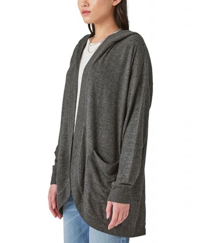 Open Front Cloud Jersey Hooded Cardigan Charcoal Heather $42.96 Tops