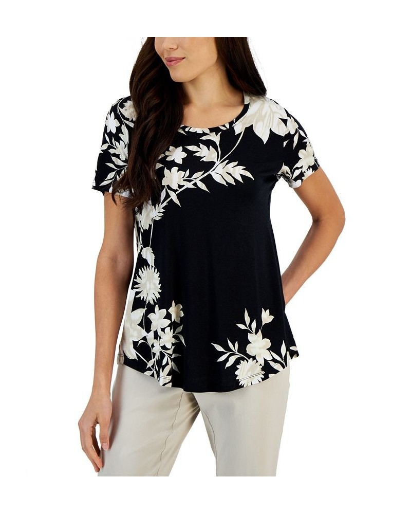 Petite Masked Floral Top Black $10.08 Tops