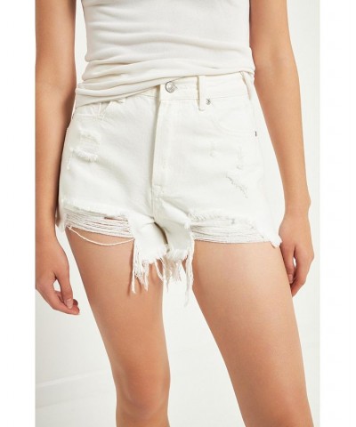 Women's Destroyed Denim Shorts White $34.40 Shorts
