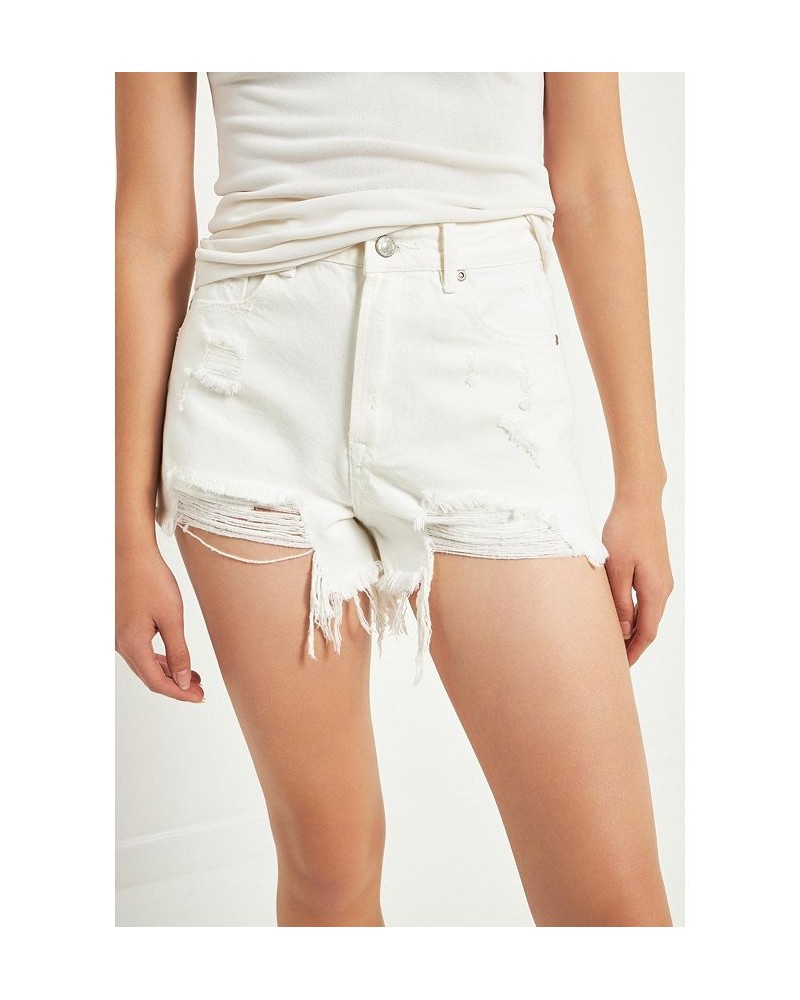 Women's Destroyed Denim Shorts White $34.40 Shorts