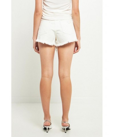 Women's Destroyed Denim Shorts White $34.40 Shorts