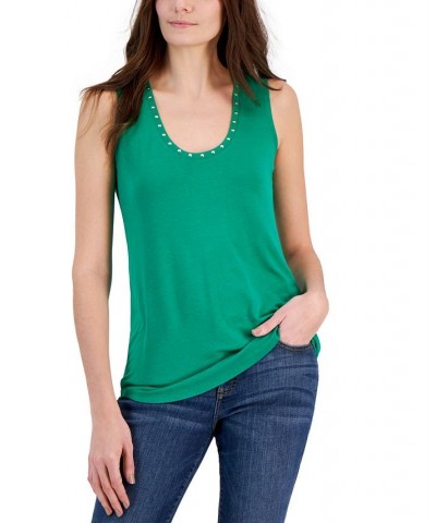 Women's Embellished Scoop-Neck Tank Top Flash Green $14.71 Tops