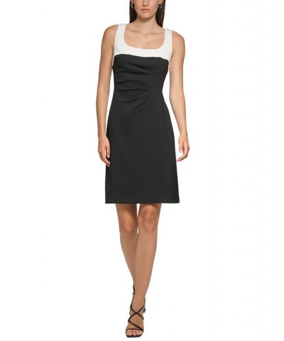 Women's Colorblocked Sheath Dress Black Soft White $74.00 Dresses
