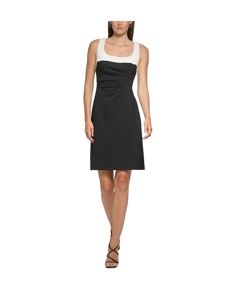 Women's Colorblocked Sheath Dress Black Soft White $74.00 Dresses