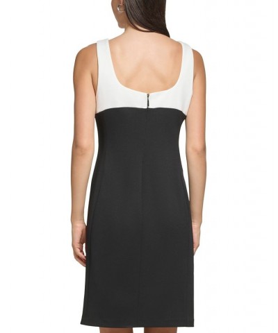 Women's Colorblocked Sheath Dress Black Soft White $74.00 Dresses