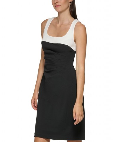 Women's Colorblocked Sheath Dress Black Soft White $74.00 Dresses