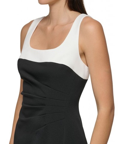 Women's Colorblocked Sheath Dress Black Soft White $74.00 Dresses