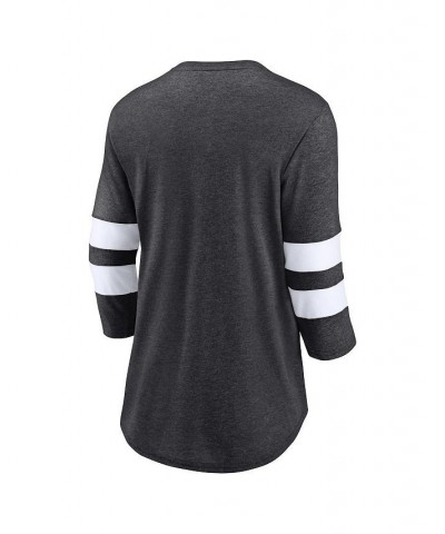 Women's Branded Heathered Charcoal Cincinnati Bengals Primary Logo 3/4 Sleeve Scoop Neck T-shirt Heathered Charcoal $23.76 Tops