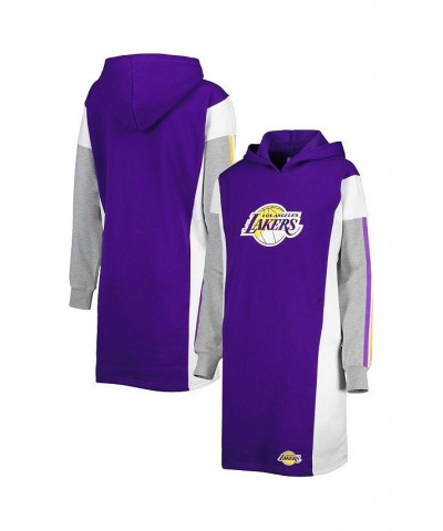 Women's Purple White Los Angeles Lakers Bootleg Long Sleeve Hoodie T-shirt Dress Purple, White $40.00 Dresses