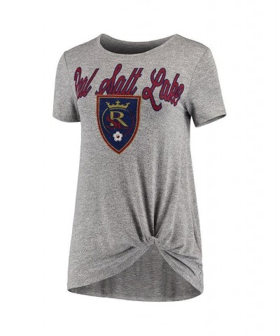 Women's Gray Real Salt Lake Layover Knot Tri-Blend T-shirt Gray $25.19 Tops