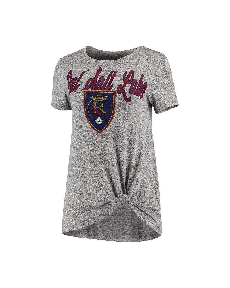 Women's Gray Real Salt Lake Layover Knot Tri-Blend T-shirt Gray $25.19 Tops