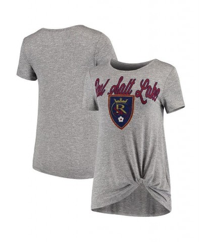 Women's Gray Real Salt Lake Layover Knot Tri-Blend T-shirt Gray $25.19 Tops