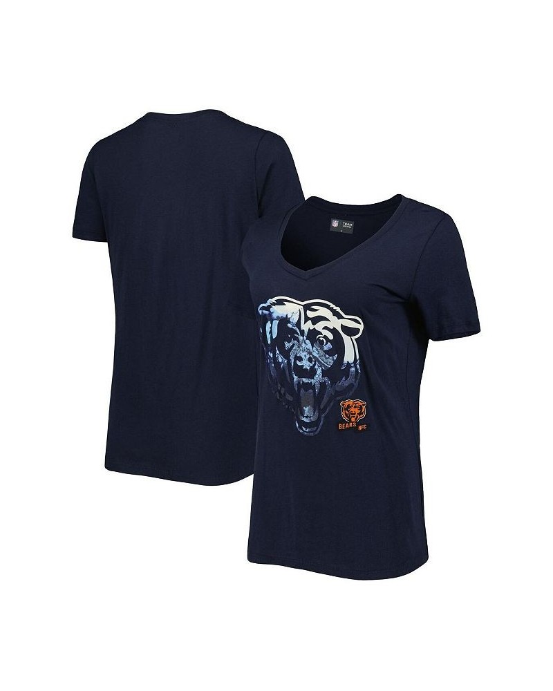 Women's Navy Chicago Bears Ink Dye Sideline V-Neck T-Shirt Navy $18.86 Tops