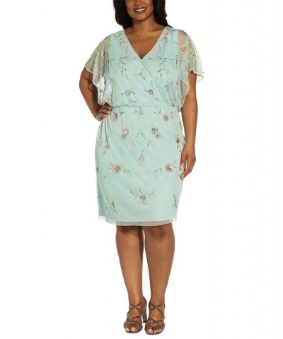 Plus Size Embellished Blouson Batwing-Sleeve Dress Sea Glass $86.70 Dresses