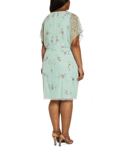 Plus Size Embellished Blouson Batwing-Sleeve Dress Sea Glass $86.70 Dresses