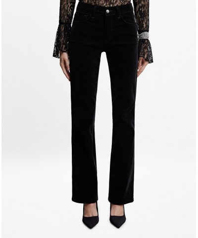 Women's Mid Rise Velvet Skinny Jeans Black $49.50 Jeans