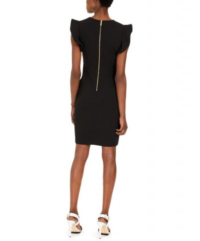 Women's Ruffled-Shoulder Sheath Dress Black $37.73 Dresses