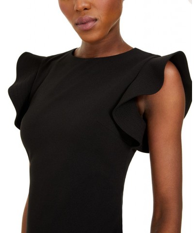 Women's Ruffled-Shoulder Sheath Dress Black $37.73 Dresses