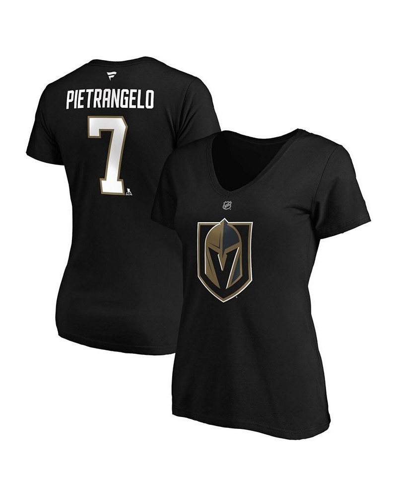 Women's Alex Pietrangelo Black Vegas Golden Knights Authentic Stack Name Number V-Neck T-shirt Black $18.48 Tops