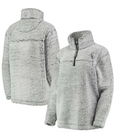 Women's Gray Chicago White Sox Sherpa Quarter-Zip Pullover Jacket Gray $44.19 Jackets